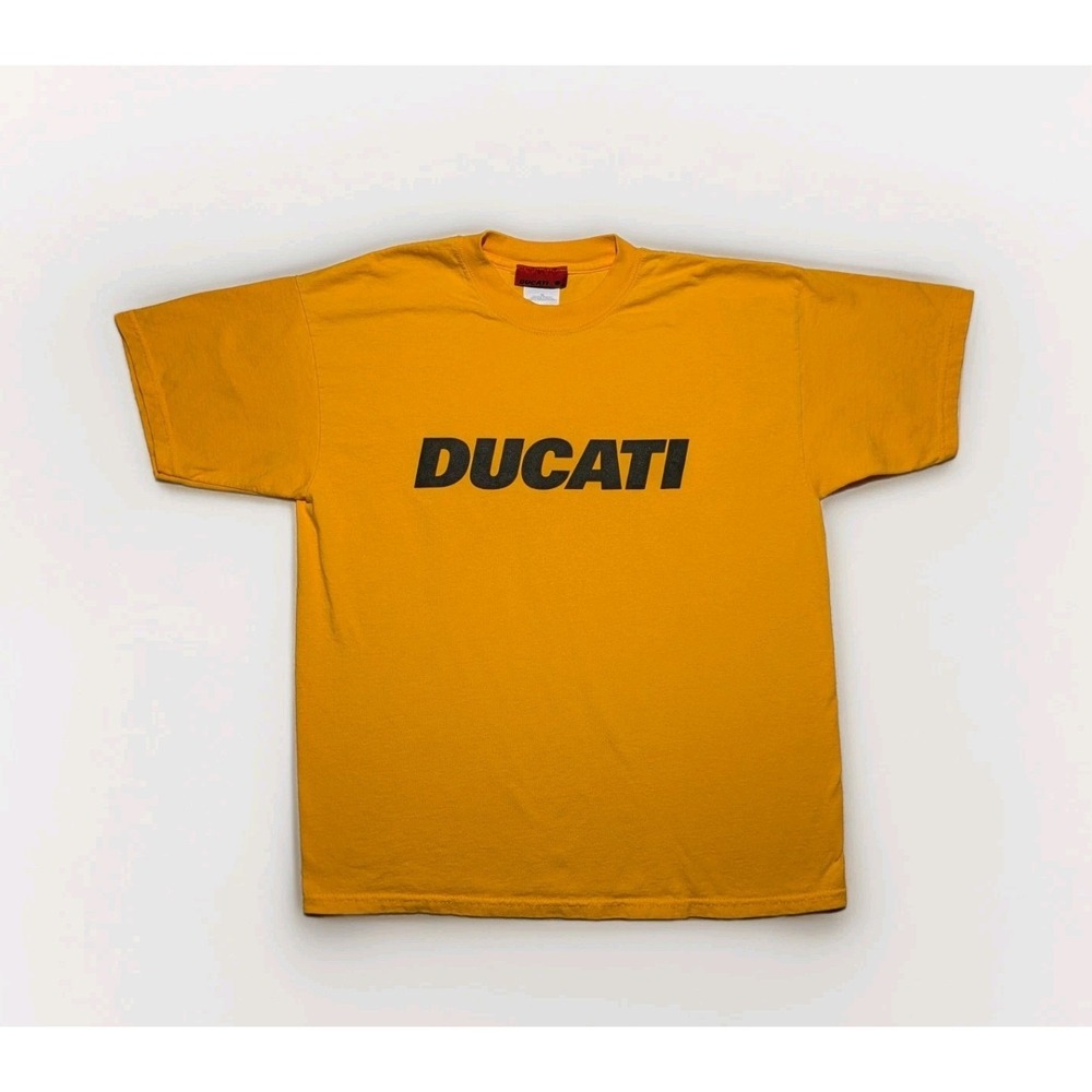 Ducati T Shirt XL Yellow Spellout Logo Graphic Motorcycle Racing Tee
